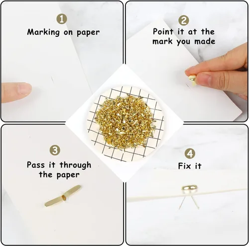 Vista 4 de LOMIMOS 500 piezas coloridas mini bridas de sujeción de papel, pin dividido para manualidades, proyectos escolares, álbumes de recortes, bricolaje