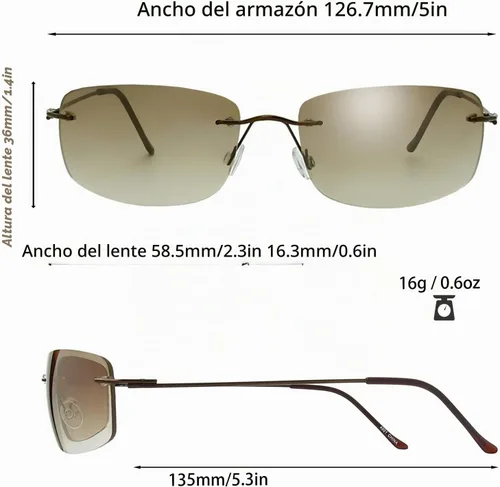 Vista 2 de The Fresh - Lentes de sol minimalistas pequeños rectangulares transparentes - Embalaje exquisito