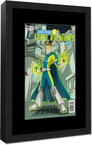 Vista 2 de Marco de cómic negro mate Para cómics publicados entre 1986 y el día actual (marco de madera maciza de cómic de la Edad Dorada), hecho