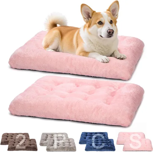 Vista 13 de POMIU Paquete de 2 camas lavables para perros, camas de felpa de lujo con antideslizante, lavable a máquina, tapete para dormir para perros grandes