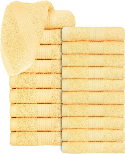 Vista 25 de Ample Decor Toallas 100% algodón de 12 x 12 pulgadas, 600 GSM, suaves y absorbentes, duraderas, juego de 10, color beige