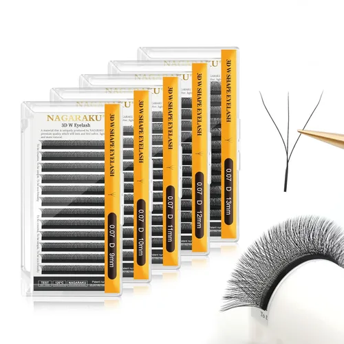 Vista 272 de NAGARAKU Extensiones de pestañas prefabricadas en abanico 3D W 0.05 C 0.315 0.05-C 3D W