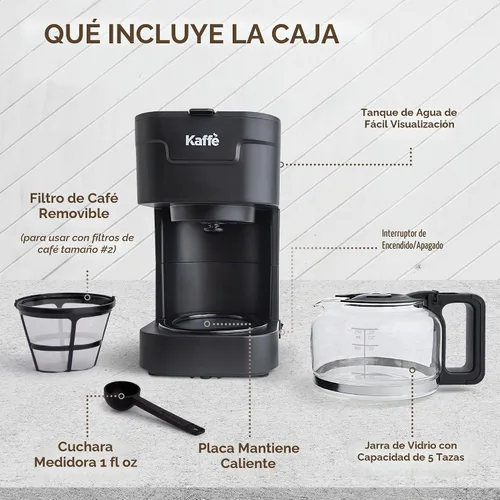 Vista 2 de Kaffe - Cafetera (25 onzas / 25.4 fl oz), función de mantener el calor, lavable y lavable, filtro de cesta extraíble, compatible con filtros de Negro