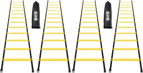 Vista 16 de GHB Escalera de agilidad profesional para entrenamiento de agilidad, velocidad de 12 peldaños y 20 pies con bolsa de transporte Verde