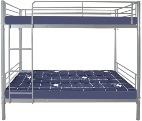 Vista 3 de Marco de cama de metal con plataforma de doble capa, soporte de cama con escalera, valla - gris