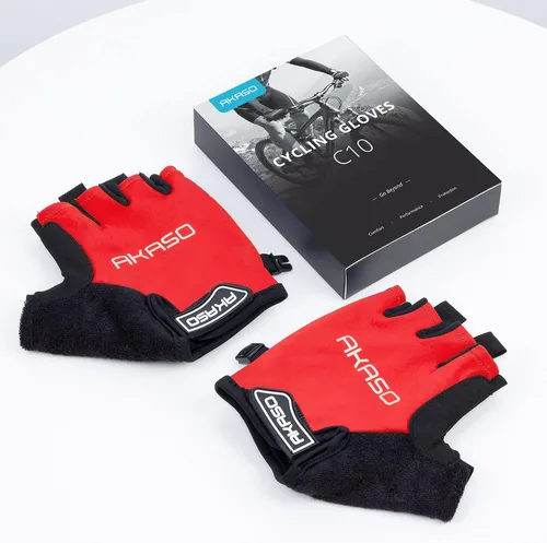 Vista 8 de AKASO Guantes de ciclismo de medio dedo, guantes de bicicleta para hombres y mujeres, guantes de ciclismo para mujeres, guantes de MTB