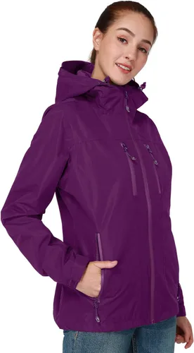 Vista 7 de CAMEL CROWN Chaqueta impermeable para mujer, ligera, rompevientos, con capucha, para exteriores, senderismo, escalada, viajes