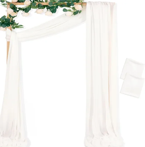 Vista 43 de MLMC 1 panel de tela para arco de boda azul bebé, 29 x 20 pies, cortinas de gasa extralargas transparentes de 6.6 yardas, paneles de cortinas