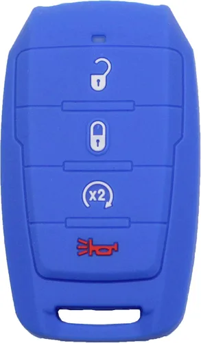 Vista 5 de 2 fundas protectoras de goma de silicona con 4 botones para llavero inteligente compatible con Dodge Ram 1500 2019 2020 2021 2022 negro azul