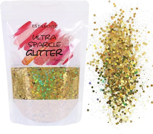 Vista 18 de Purpurina gruesa iridiscente, 3.53 onzas, purpurina para manualidades para artes y manualidades, purpurina mixta gruesa cosmética, purpurina Rosa