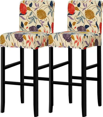 Vista 39 de Lellen Juego de 2 fundas para taburetes de bar, fundas jacquard para taburetes de bar, fundas deslizables elásticas para taburetes de bar