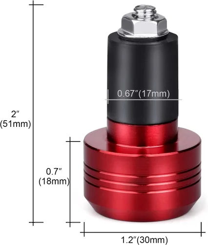 Vista 2 de 2 extremos para manillar de motocicleta, tapas deslizantes de barra de mango de 0.866 in, tapones de peso, tapones de aluminio para extremo de Rojo