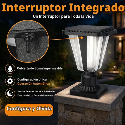 Vista 8 de Lovus Paquete de 2 luces solares para exteriores, 400 lúmenes, poste de aluminio del atardecer al amanecer con base de montaje en muelle, IP65