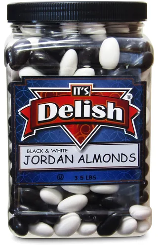 Vista 3 de Its Delish - Almendras Jordan negras y blancas de Tuxedo de 3.5 libras Nuez de almendra confitada con revestimiento dulce de caramelo duro