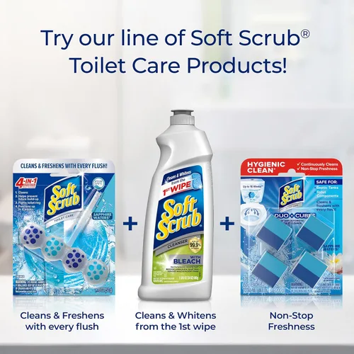 Vista 6 de Soft Scrub Cuidado del inodoro 4 en 1, aguas de zafiro, 1.76 oz
