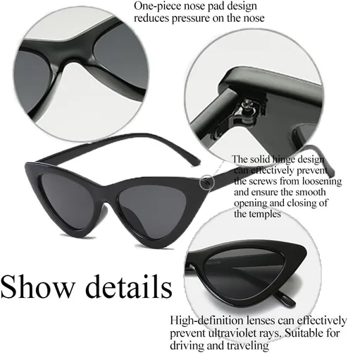 Vista 2 de FBHLZ Gafas de sol de ojo de gato retro para mujer, gafas de sol angostas ojo de gato, gafas de sol retro, accesorios de verano