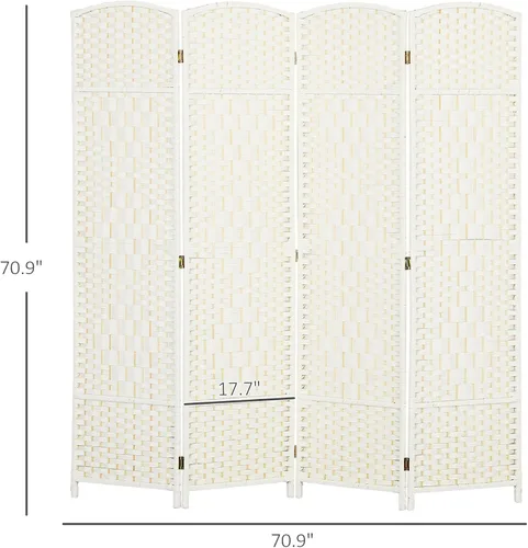 Vista 3 de 4Panel 6ft Wood Folding Privacy Room Divider Freestanding White Premium Wood Finish Easy Adjustability Spacious Configuration