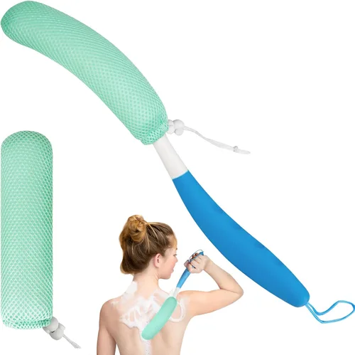 Vista 23 de Cepillo de ducha de mango largo de 15.35 pulgadas para el cuerpo, cepillo de espalda para ducha para hombres y mujeres, esponja de baño de mango