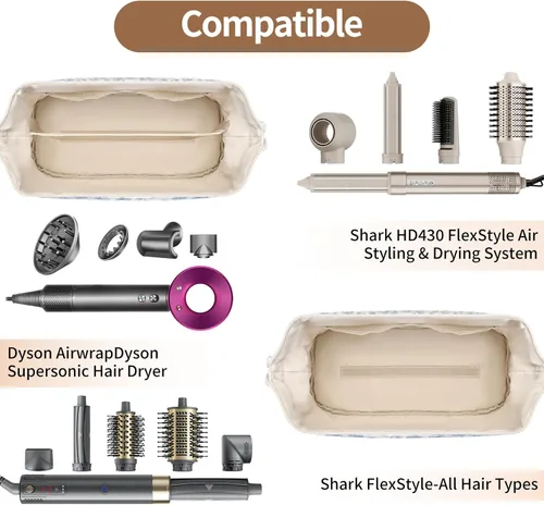 Vista 5 de Bolsa de viaje para herramientas para el cabello con inicial compatible con Flor azul