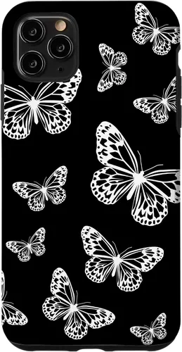 Vista 13 de Cute White Butterflies Black Background Case for iPhone 17