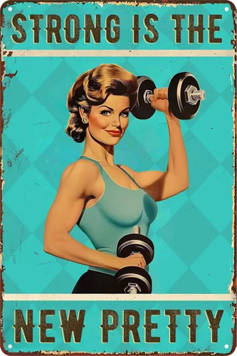 Vista 8 de Póster de disciplina para gimnasio, carteles de entrenamiento para gimnasio en casa, decoración de pared de metal, divertidos carteles de lata