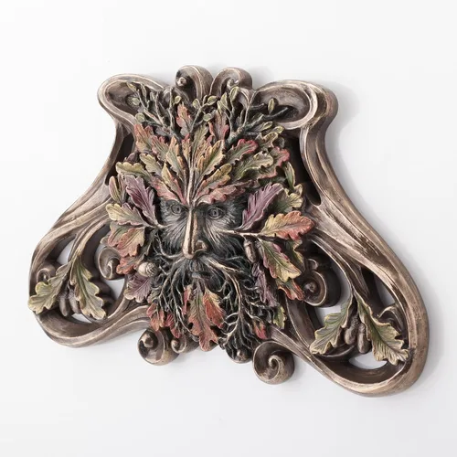 Vista 2 de Veronese Design Greenman - Placas de pared (bronce fundido en frío, tamaño mediano)
