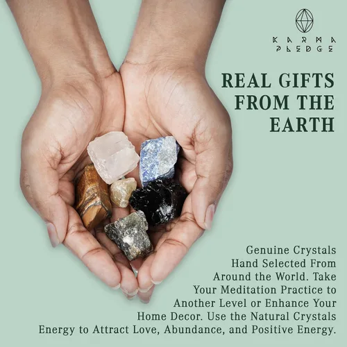 Vista 3 de KARMAPLEDGE Juego de piedras curativas de signo del zodiaco Sagitario con árbol de la vida de 7 chakras, juego de caja de cristal de piedra natal