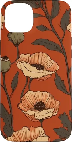 Vista 15 de iPhone 16 Floral Pattern Poppies Terracotta Poppy Flower Case