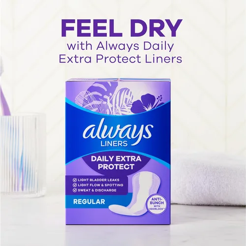 Vista 7 de Always Panty Liners para mujer Anti-Bunch Xtra Protection Daily Liners, largos, sin perfume, 108 unidades (paquete de 4)