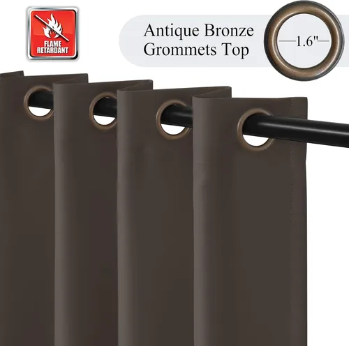 Vista 2 de Fcosie Cortinas opacas ignífugas para oscurecer la habitación, 72 pulgadas de ancho por 102 pulgadas de largo, cortina opaca resistente al fuego