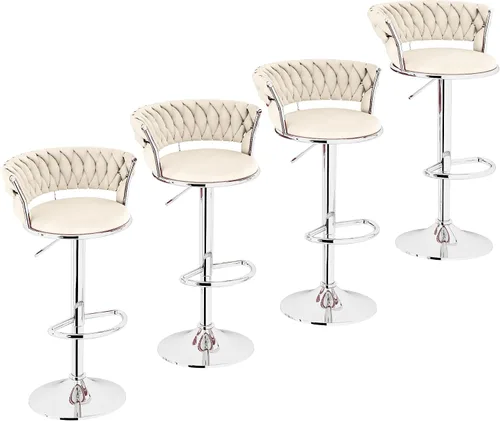 Vista 10 de AWQM Juego de 2 taburetes de bar de terciopelo, taburetes de cocina giratorios de altura ajustable con respaldo bajo para comedor, barra