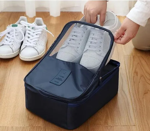Vista 2 de Bolsa de viaje 3 en 1, bolsa de zapatos para viajes, bolsa organizadora de zapatos con capacidad para 3 pares de zapatos, bolsa de viaje portátil