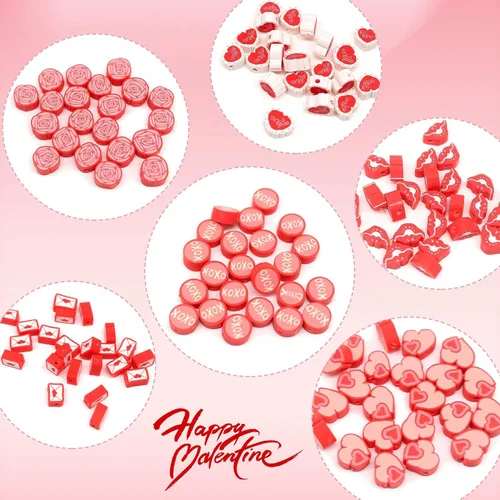 Vista 10 de 100 piezas de cuentas de arcilla polimérica Heishi espaciadoras mixtas, suministros para hacer pulseras, pendientes, collares de bricolaje, Bandera