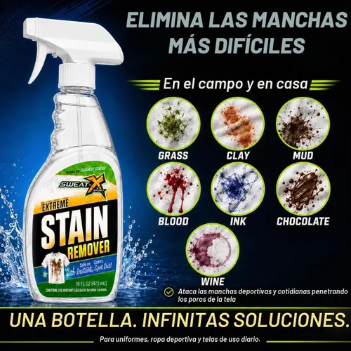 Vista 3 de SWEAT X Extreme Spray Quitamanchas para Ropa - Spray Quitamanchas Profesional para Lavandería para Telas de Alto Rendimiento y Ropa Deportiva