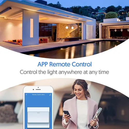 Vista 10 de Interruptor inteligente con aplicación y control remoto, interruptor de luz Alexa de un solo polo, interruptor de pared con temporizador Wi-Fi