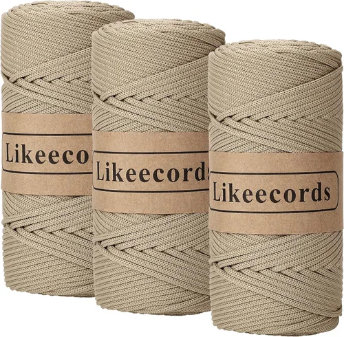 Vista 29 de Likeecords Cordón de macramé trenzado de poliéster de 0.157 in, 140 yardas, 426 pies, hilo elástico para bolsa de ganchillo para manualidades