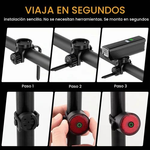 Vista 8 de Bike Light for Night Riding, 2000LM/1000LM Bicycle Headlight & Taillight, Multiple Modes,3000mAh/2000mAh USB C Rechargeable Waterproof LED Bright