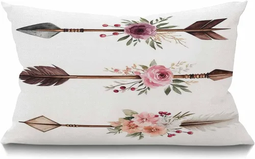 Vista 8 de Smooffly Our House - Funda de almohada lumbar de 12 x 20 pulgadas, de lino y algodón, rectangular, para sofá, decoración de casa rural