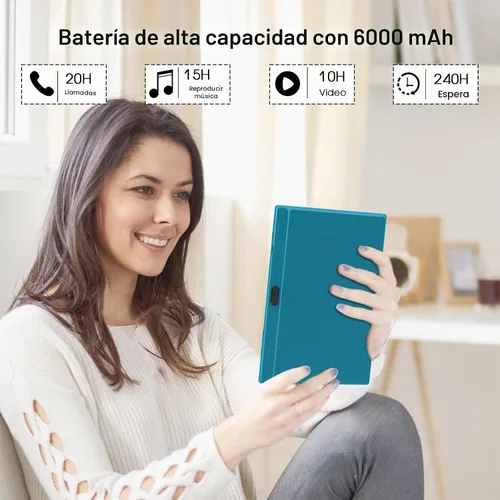 Vista 3 de Tableta de 10 pulgadas con teclado Android 15 (NO GO) Tabletas 2 en 1 Tableta 18GB RAM 128GB Soporta expansión de 2TB Tabletas incluyen estuche Azul