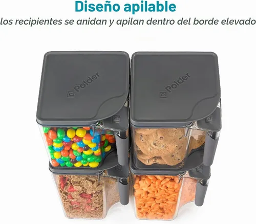 Vista 4 de Polder Handle-It - Recipiente de plástico sin BPA, contenedor apilable de almacenamiento de cocina, solución de almacenamiento de alimentos