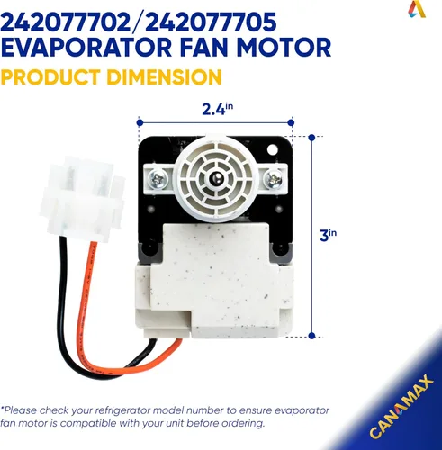 Vista 2 de Motor de ventilador evaporador 242077702 242077705 para Frigidaire Kenmore Crosley reemplaza FDQC18EL4F 242077701 5304514392 A03788604 motor