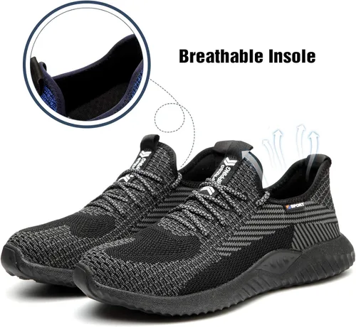 Vista 4 de UCAYALI - Zapatos de seguridad para hombres y mujeres. Tenis de trabajo con puntera de acero, utilizados en la construcción, ligeros y transpirables