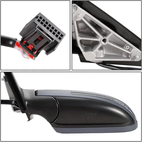 Vista 6 de DNA Motoring OEM-MR-AU1320125 Espejo retrovisor calefactado con ajuste plegable con giro compatible con Audi A3 09-10