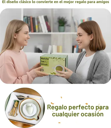 Vista 8 de Juego de batidor de matcha, juego de matcha, kit de matcha, cuenco de matcha con boquilla, cuchara, tamiz, batidor de bambú, soporte de Chasen