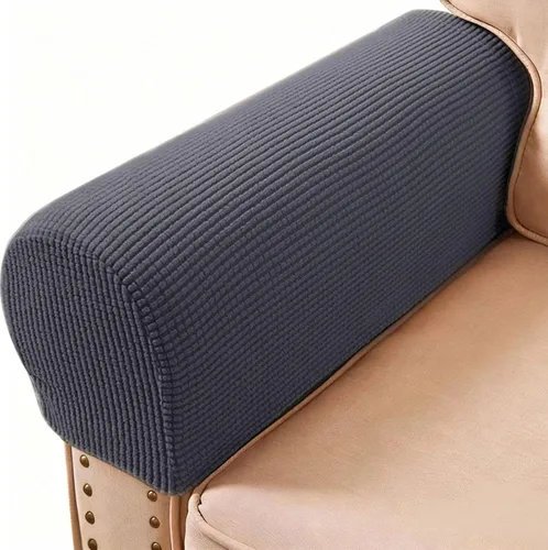 Vista 8 de Juego de 2 fundas elásticas para reposabrazos de sofá, silla y sillón reclinable (Negro)