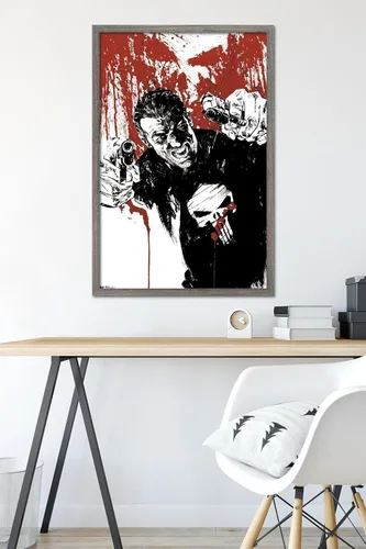 Vista 6 de Trends International Marvel Comics - Póster de pared de The Punisher - Pistols, 22.375 x 34 pulgadas, versión enmarcada de madera de granero