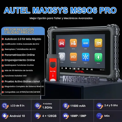 Vista 2 de Autel Escáner MaxiSys MS906 Pro OBD2, herramienta de diagnóstico