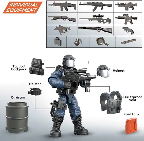Vista 4 de MEIEST SWAT - Juego de 8 figuras de acción de policía urbana con múltiples accesorios de armas militares, juego de recuerdos de fiesta para niños