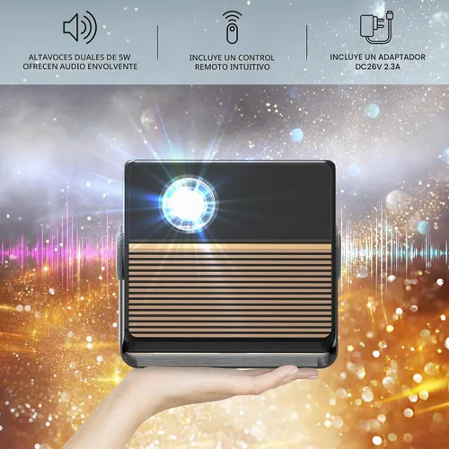 Vista 5 de Mini proyector RCA Smart Proyector portátil 1080P con WiFi y Bluetooth Proyector de película con soporte inclinable