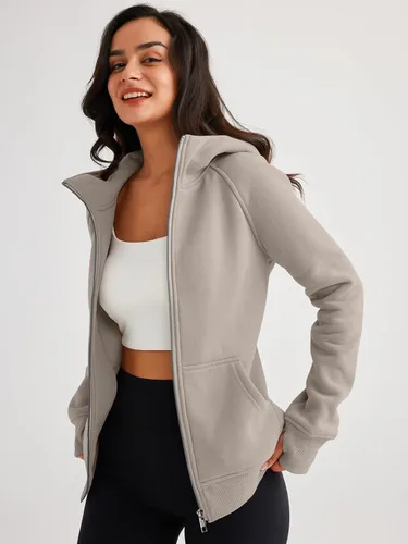 Vista 84 de Trendy Queen Sudaderas con capucha y cremallera para mujer, chaquetas de vellón, talla extragrande, moda de otoño e invierno